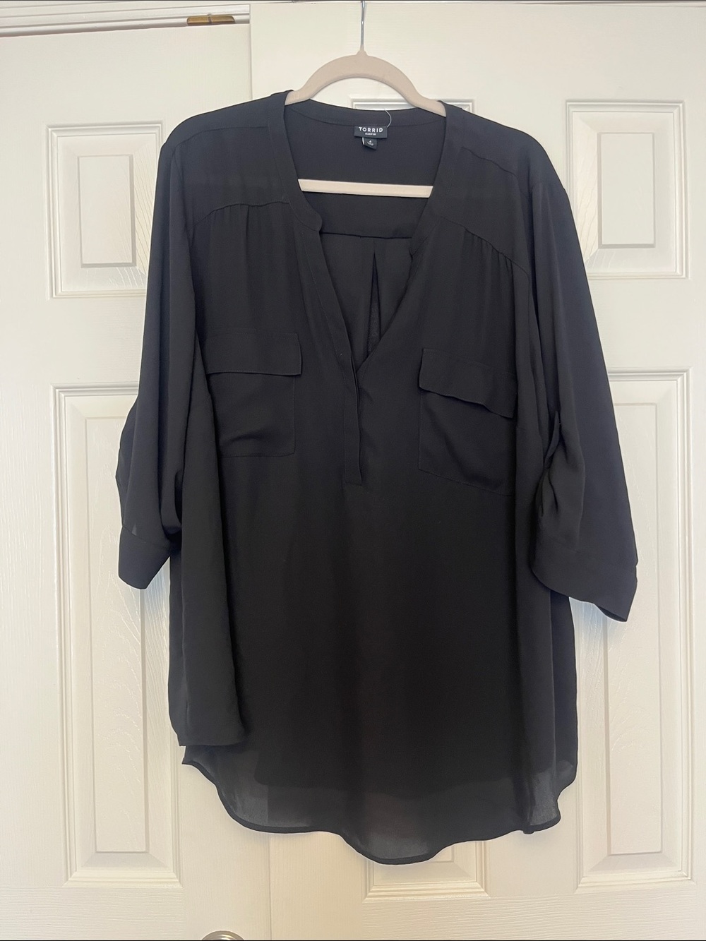 torrid Black Split V-Neck Blouse